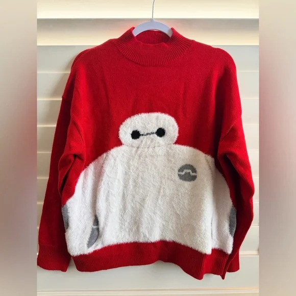Disney Red Crewneck Baymax Sweater - Picture 1 of 4